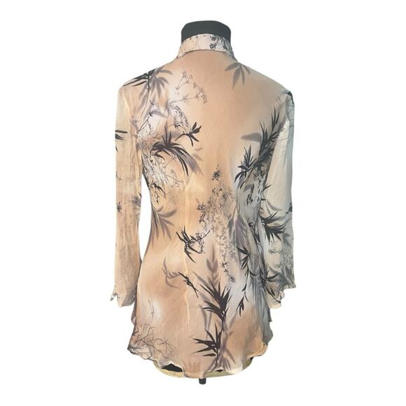 Y2K Silk Floral Beaed Empire Babydoll Flowy Top M Boho Fairy Ethereal Romantic - Picture 5 of 7
